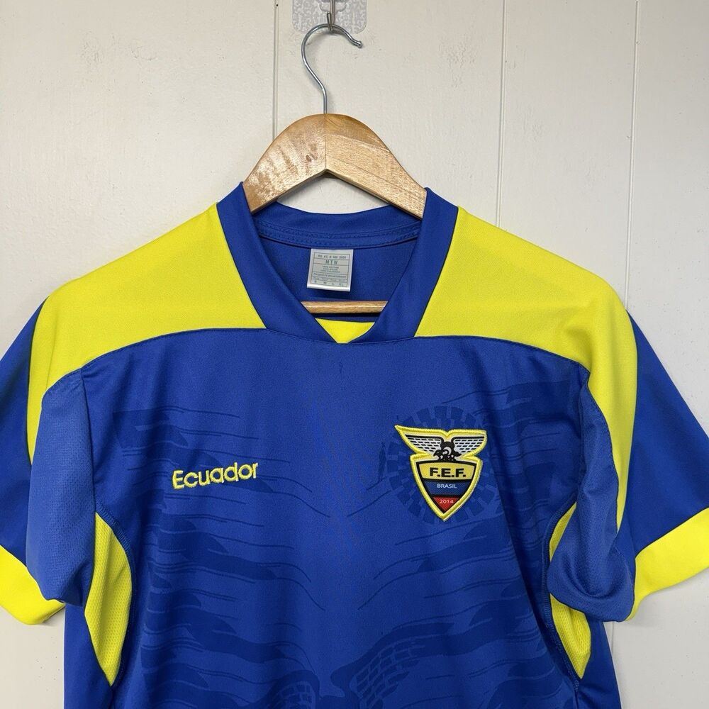 ECUADOR NATIONAL TEAM AWAY JERSEY 2014 WORLD CUP BRASIL BLUE MEN M GUC - Picture 2 of 12
